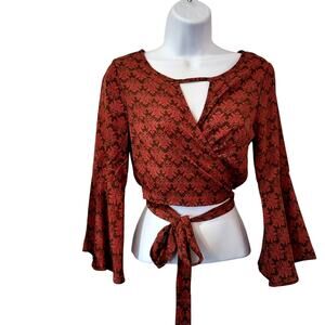 Anthropologie Emory Park shirt Size Small  long sleeve  wraptop  item#034